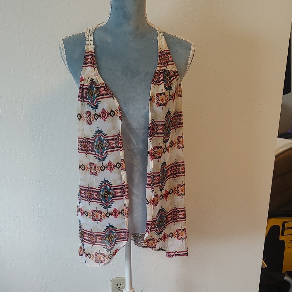 No Boundaries Multicolor Tribal Print Vest